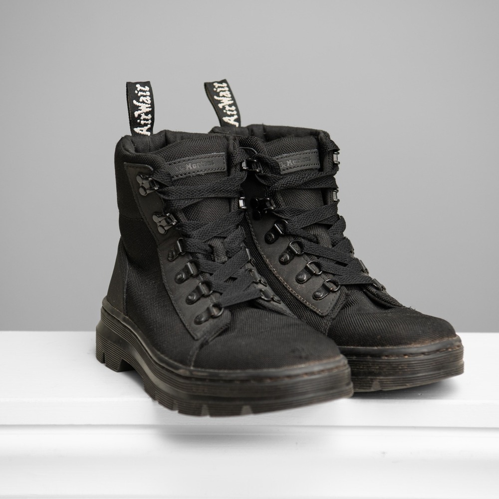 Dr. Martens Sz 7 Combs Black Canvas Utility Tactical Boots Urban GorpCore Docs